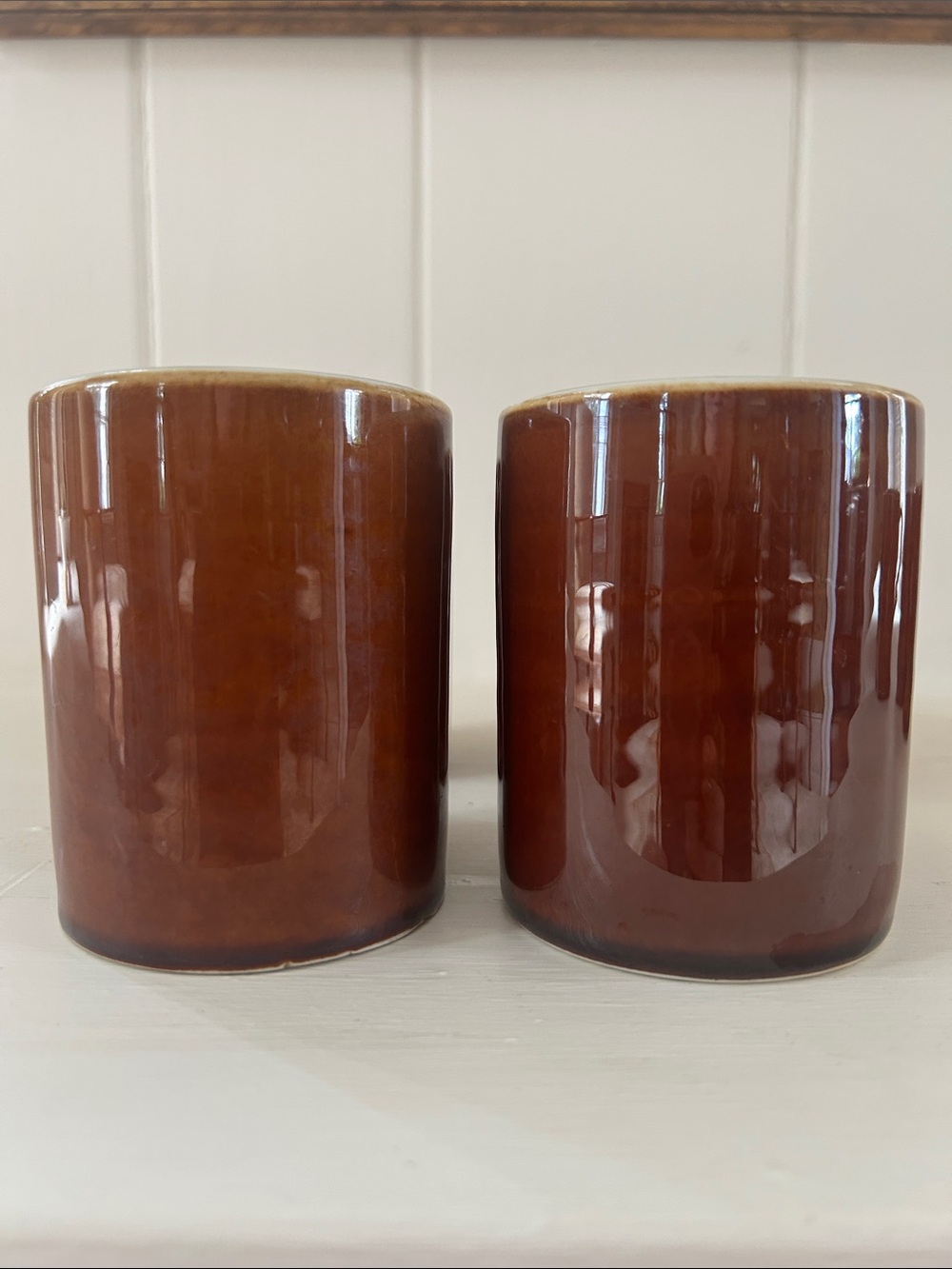 Vintage Hall Brown Glazed Stoneware Mugs Set of 8